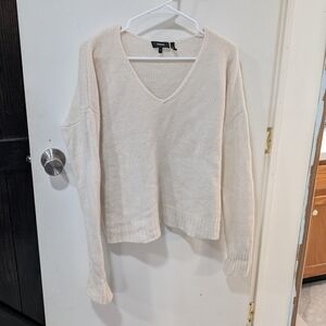 Theory Off-White V-Neck Sweater